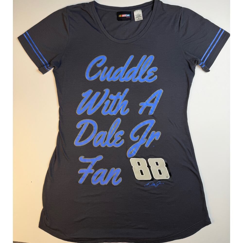 NASCAR Dale Jr 88 Womens Graphic Tee Shirt Gray Blue Short Sleeve Medium
